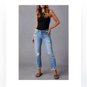 Flamingals Distressed Light Wash Jeans Size Small NWT